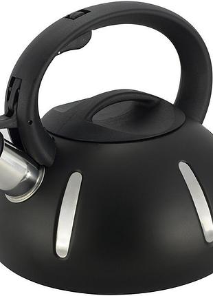 Чайник со свистком ofenbach happy kettle 2л, черный матовый, нержавеющая сталь, для всех плит