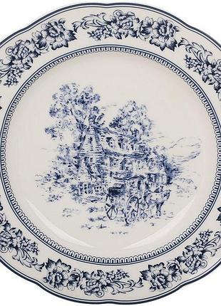 Набор фарфоровых тарелок heritage toile blue ø22см, 6 шт, с голубым орнаментом в европейском стиле