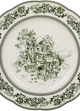 Набор 6 фарфоровых тарелок "heritage toile green" ø22см, зеленый орнамент