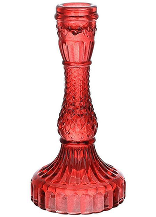 Набір 12 скляних свічників "crystal glass" 17см, червоний