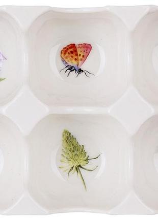 Підставка для яєць floral, 6 секцій, фарфор, 15х10 см, сервірувальна тарілка для сніданку