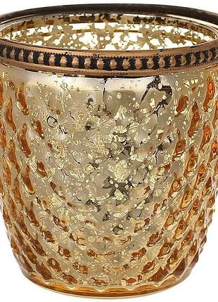 Підсвічник скляний "antique" ø9.5см, античне золото, прозорий