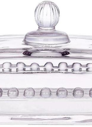Масленка стеклянная bauble glass 17х11см с крышкой, декоративная сервировочная посуда для хранения масла