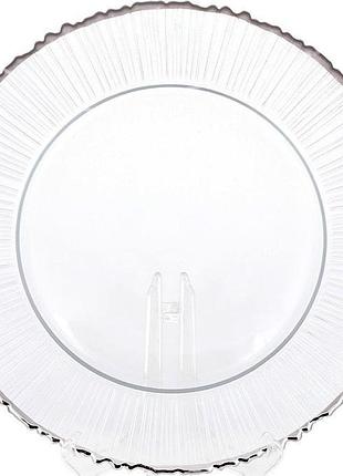 Блюдо сервировочное festive shine стекло прозрачное с серебряной каймой, диаметр 33 см