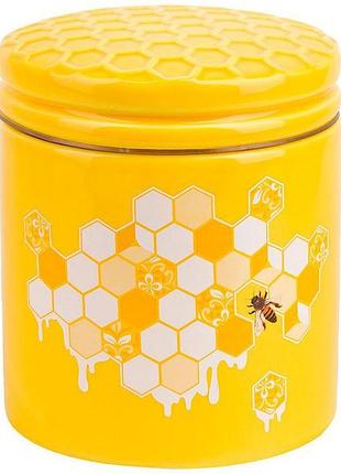 Банка керамическая "sweet honey" 480 мл для сыпучих продуктов, желтый
