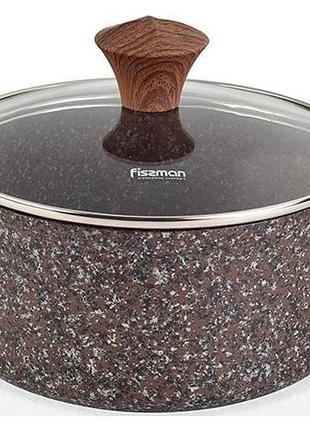 Кастрюля fissman magic brown 2.7 л с антипригарным покрытием ecostone, литой алюминий, диаметр 20 см, бакелитовая ручка