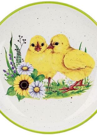 Тарелка сервировочная "happy easter" цыпленок ø24см, керамическая