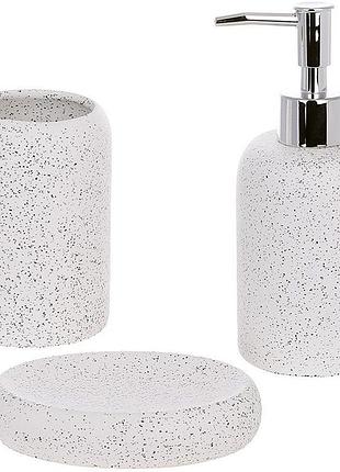 Набор аксессуаров для ванной bright bath white granite, 3 предмета, керамика