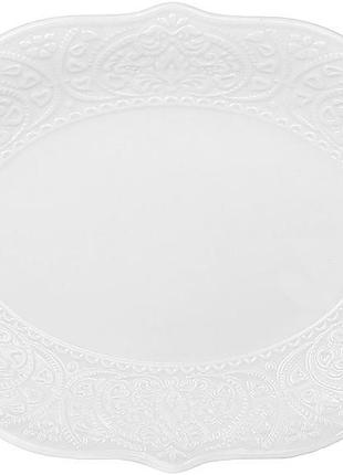 Набор 2 фарфоровых овальных блюд dentelle blanche 31х23см, белые, с орнаментом, для подачи