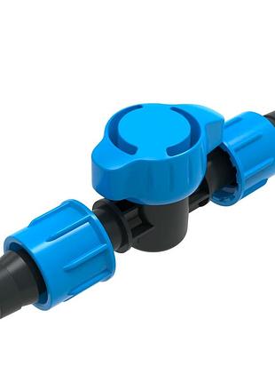 Кран для капельной ленты 16 мм presto-ps, шаровый проходной, с уф-стабилизатором, 50 шт (31717)