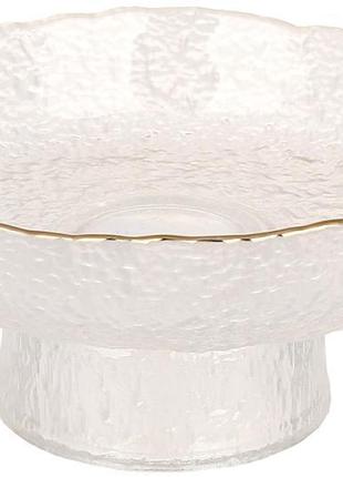 Фруктовница стеклянная fleur ø14.5 см, высота 6.5 см, прозрачная с золотой каймой