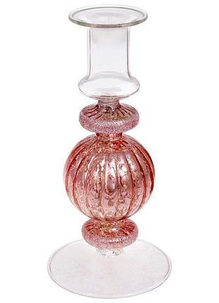 Підсвічник скляний candlestick 8.5х18см рожевий декоративний для дому