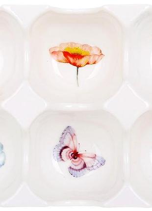 Підставка для яєць фарфорова flower garden 6-ти секційна 15х10см сервірувальна для сніданку