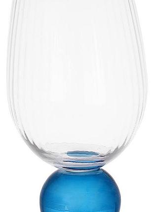 Набір 6 склянок bauble glass 450 мл прозорі скляні з синьою ніжкою-кулькою, високі