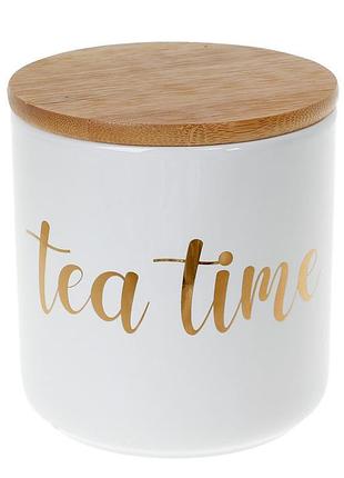 Банка merceyl "tea time" 550мл керамічна з бамбуковою кришкою, біла