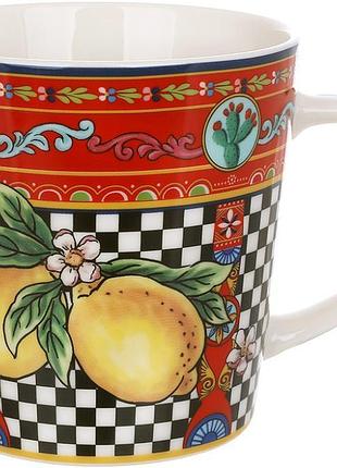 Кухоль порцеляновий sicilia "limoni" (лимони) 450мл, подарункова чашка
