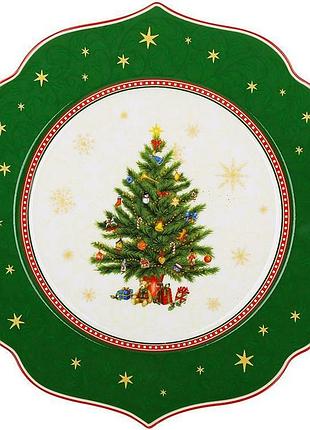 Тарелки фарфоровые "christmas story" 2 тарелки ø27.5см, зеленый с белым