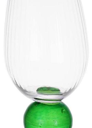 Набір склянок bauble glass 450 мл на зеленій ніжці, 6 шт. прозоре скло, висота 15.5 см