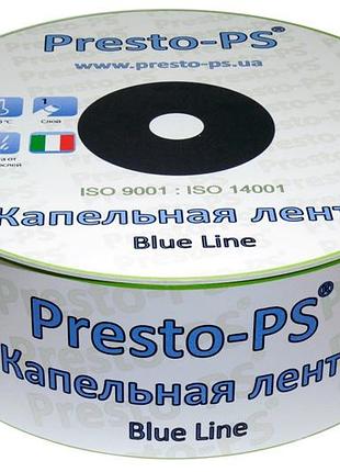 Крапельна стрічка presto-ps щілинна blue line отвори через 20 см, витрата води 2,4 л/год, довжина 500 м (bl-20-500)
