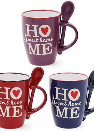 Кружка керамічна "home sweet home" 330мл з ложкою