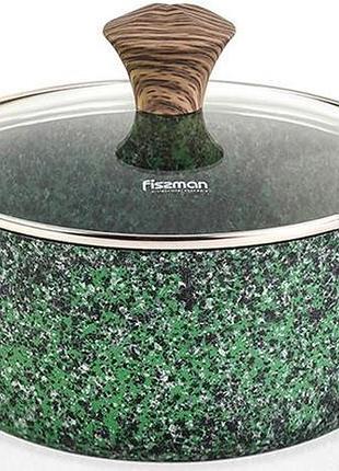 Каструля fissman malachite 4.7 л з антипригарним покриттям ecostone, зелена, діаметр 24 см