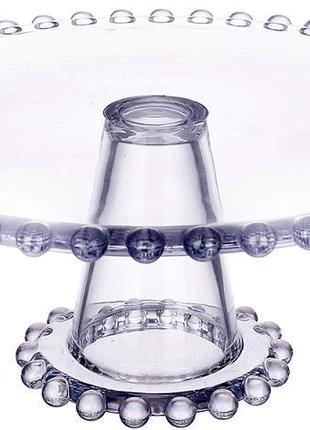 Блюдо для торта bauble glass скляне на ніжці ø28см, декоративне, для десертів та випічки