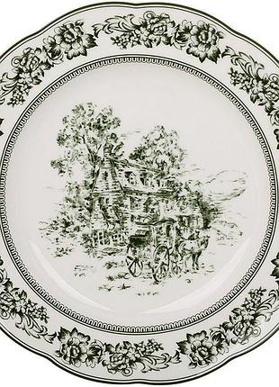 Набор 6 фарфоровых тарелок "heritage toile green" ø27см, зеленый орнамент