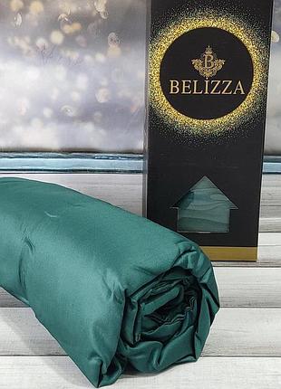 Сатиновая простынь на резинке 180х200см и 2 наволочки 50х70см, belizza "yesil"