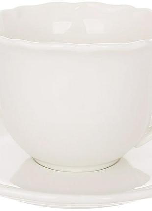 Набор чашек с блюдцами "pure white" 6 шт по 220мл, белый фарфор, классический дизайн