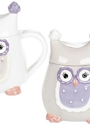 Кружка "owl family" 400мл з керамічною кришкою