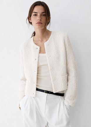 Фактурний білий кардиган жакет uniqlo l