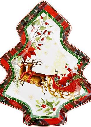 Тарелка сервировочная фарфоровая "christmas story" 25х22см, в форме елки