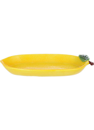Блюдо керамическое овальное bright fruits lemon 34х16см, желтое, для сервировки стола