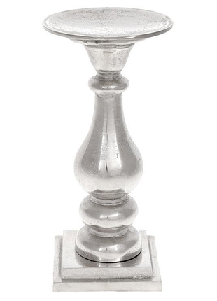 Свічник декоративний amber 14х30см, металевий, срібний, високий