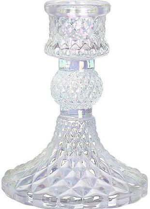 Набір 12 скляних свічників "crystal glass" 10см, перламутр