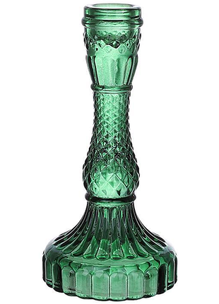 Набір 12 скляних свічників "crystal glass" 17см, зелений