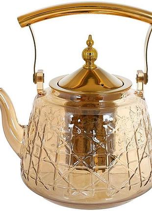 Чайник скляний заварювальний "amber" 1200мл з металевим фільтром (b488)