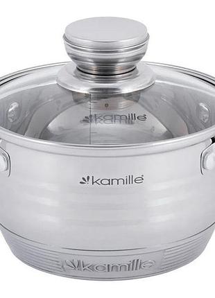Каструля kamille desiree 1.5л з нержавіючої сталі з 9-шаровим індукційним дном