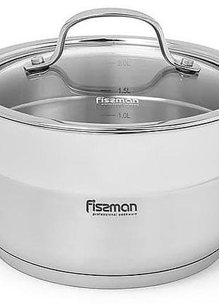 Каструля fissman nordia 1.8л з нержавіючої сталі зі скляною кришкою
