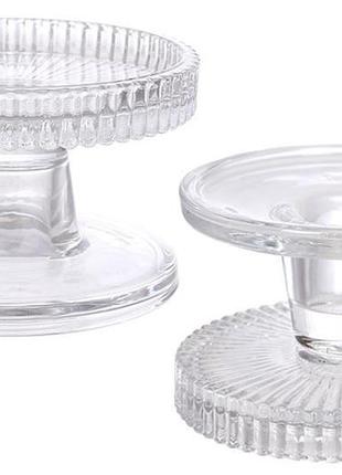 Набір 6 двосторонніх скляних свічників "crystal glass" для тонкої та широкої свічки