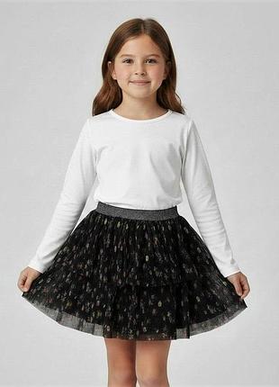 Юбка детская matalan черная с цветочным принтом, фатиновая, 7 лет (122см)