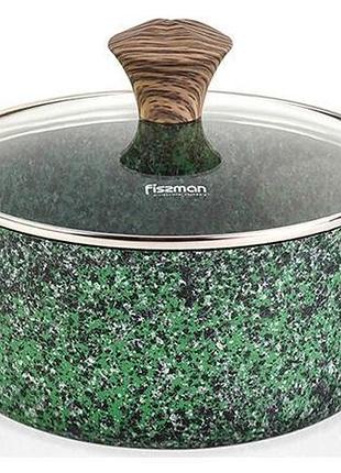 Каструля fissman malachite 2.7 л зелена, діаметр 20 см, з антипригарним покриттям ecostone, з кришкою