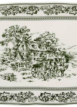 Набір 2 фарфорових овальних блюда heritage toile 35.5х20.5см, темно-зелене