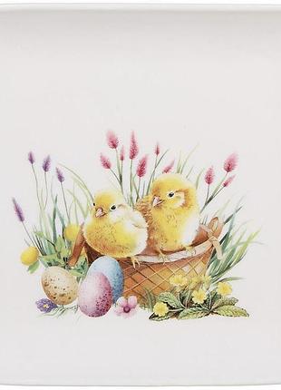 Набір 6 квадратних тарілок "easter melody" 15х15см (курчата), фарфор