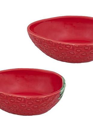 Набор пиал bordallo pinheiro morango 2 шт, 350мл, красный, керамика, ручная роспись