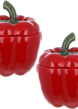 Набір 2 керамічні банки "pepper" 550мл для сипучих продуктів, червоний перець