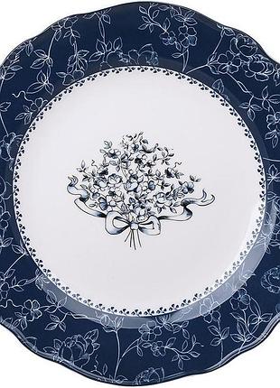 Набор 2 фарфоровых обеденных тарелок "vintage blue" ø26см, синий декор
