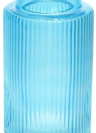 Ваза декоративна ancient glass "прозора лазур" 20х12см, яскраво-блакитне скло