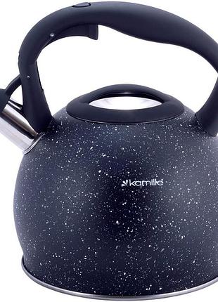Чайник kamille whistling kettle 3л з нержавіючої сталі зі свистком (чорний граніт)