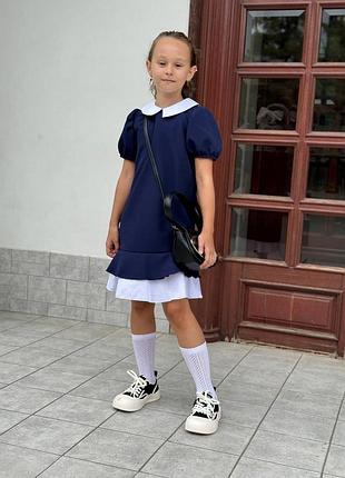 Шкільна сукня для дівчаток з коротким рукавом